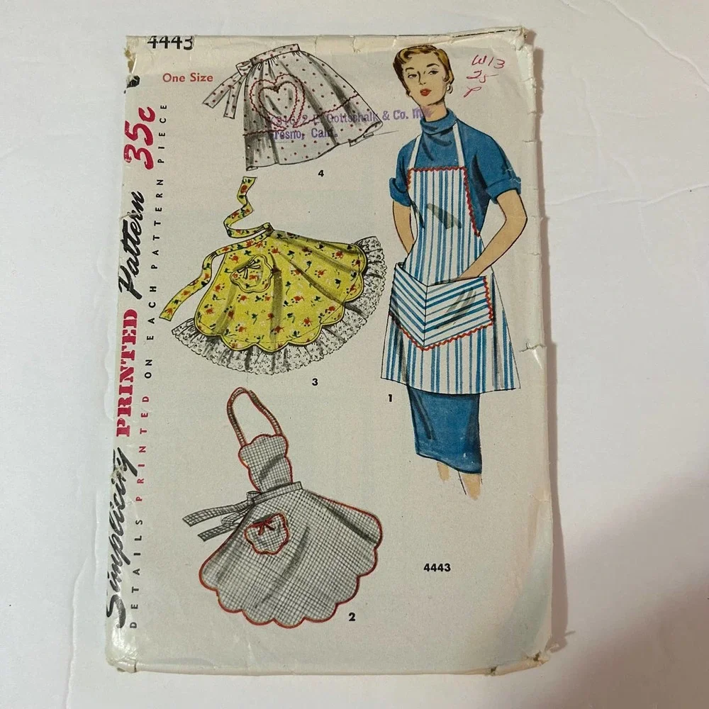 Simplicity Vintage 1950's Pattern #4443 Women's‎ Aprons One Size